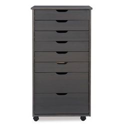 Croghan Eight Drawer Rolling Storage Cart by Linon Home Décor in Grey