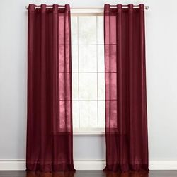 Wide Width BH Studio Sheer Voile Grommet Panel by BH Studio in Burgundy (Size 56" W 63" L) Window Curtain