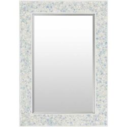 Kartepe 40"H x 28"W x 1"D Wall Mirror Ivory/Blue Accent Mirror - Boutique Rugs