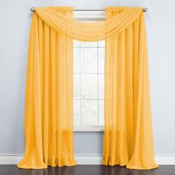 Wide Width BH Studio Sheer Voile Scarf Valance by BH Studio in Daffodil (Size 40" W 144"L) Window Curtain