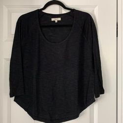 Madewell Tops | Madewell Black 3/4 Sleeves Top | Color: Black | Size: M