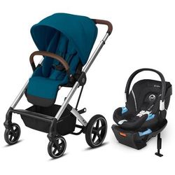 Cybex Balios S Lux Full Size Stroller + Aton 2 SensorSafe Travel System Bundle - River Blue / Lavast