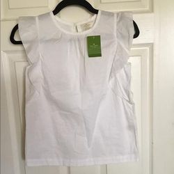 Kate Spade Shirts & Tops | Kate Spade Girl’s Flutter Sleeve White Top Sz.M | Color: White | Size: Mg