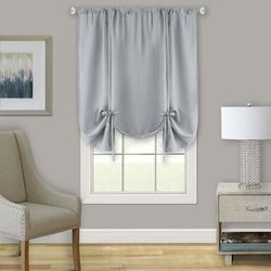 Wide Width Darcy Window Curtain Tie Up Shade - 58x63 by Achim Home Décor in Grey (Size 58" W 63" L)