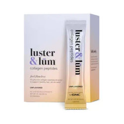 LUSTER & LŪM™ BY GNC Collagen Peptides Powder Stick Packs - Plus Prebiotics & Biotin - Unflavored (20 Stick Packs)