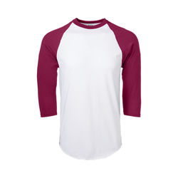 Soffe M209 Adult Classic Baseball Jersey T-Shirt in White/Maroon size Medium | Cotton Polyester