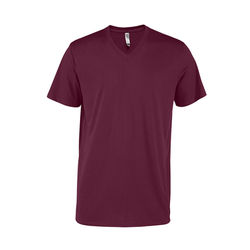 Platinum P602C Adult CVC Short Sleeve V-Neck Top in Maroon size XL | Ringspun Cotton