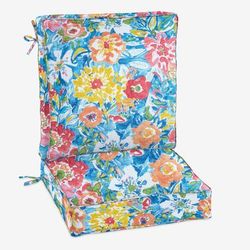 BH Outdoor Performance 2-Section Deep Seating Cushion by BrylaneHome in Poppy Blue Patio Chair Thick Padding