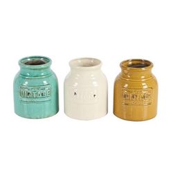 Juniper + Ivory Set of 3 7 In. x 9 In. Vintage Decorative Jar White Terracotta - Juniper + Ivory 71261