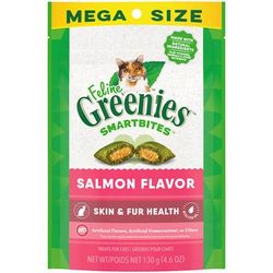 Smartbites Salmon Flavor Skin & Fur Health Crunchy and Soft Natural Cat Treats, 4.6 oz.
