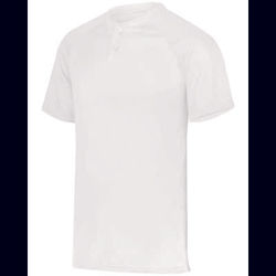 Augusta Sportswear AG1566 Athletic Youth Attain Wicking Two-Button Baseball Jersey T-Shirt in White size Large | Polyester 1566