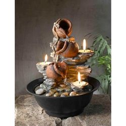 Tavolo Luci Mini Pot Tabletop Fountain With Candle- Jeco Wholesale FCT002