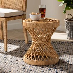 bali & pari Seville Modern and Contemporary Natural Finished Rattan End Table - Wholesale Interiors Seville-Natural-ET