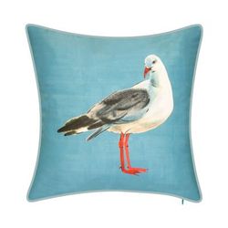 Indoor & Outdoor Watercolor Seagull Decorative Pillow by Levinsohn Textiles in Multi