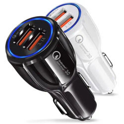 Chargeur rapide 3.0 QC 3.0 5V 9V 12V double USB pour téléphone portable lumière LED universelle