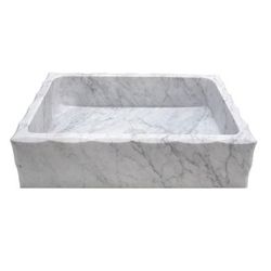 Eden Bath Antique Rectangular Carrara Marble Vessel Sink Honed