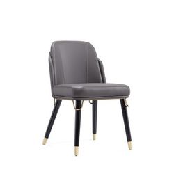 Estelle Pebble and Black Faux Leather Dining Chair - Manhattan Comfort DC042-PE