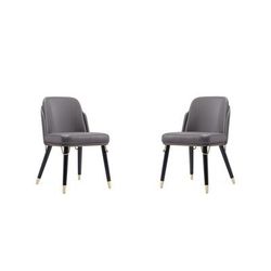 Estelle Pebble and Black Faux Leather Dining Chair (Set of 2) - Manhattan Comfort 2-DC042-PE
