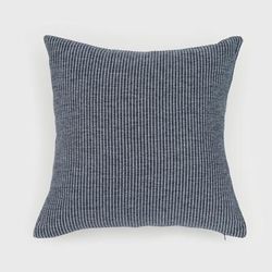 ELSA REVERSIBLE WOVEN STRIPES PILLOW 18X18 by Evergrace Home in Indigo (Size 18" X 18")