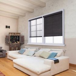Wide Width Cut-To-Width 2" Distressed FW Blind by Whole Space Industries in Dark Gray (Size 41" W 72" L)