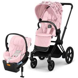 Cybex ePriam + Cloud Q Travel System Bundle - Simply Flowers - Pale Blush