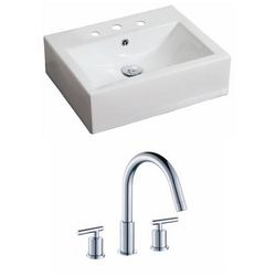 20.25-in. W Above Counter White Vessel Set For 3H8-in. Center Faucet - American Imaginations AI-15055