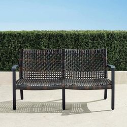 Isola Loveseat in Black Aluminum & Black Walnut Wicker - Frontgate