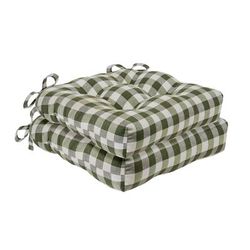 Buffalo Check Tufted Chair Seat Cushions Set of Two by Achim Home Décor in Sage