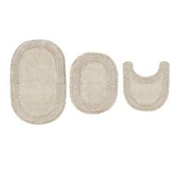 Double Ruffle 3 Piece Set Bath Rug Collection by Home Weavers Inc in Ivory