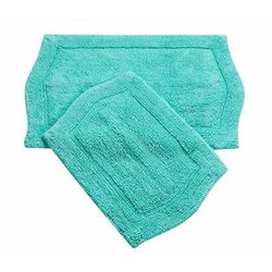 Waterford 2 Piece Set Bath Rug Collection by Home Weavers Inc in Turquoise