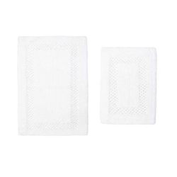 Classy Bathmat 2 Piece Bath Rug Collection by Home Weavers Inc in White