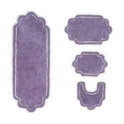 Allure 4 Piece Set Bath Rug Collection by Home Weavers Inc in Purple