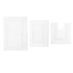 Classy Bathmat 3 Piece Bath Rug Collection by Home Weavers Inc in White