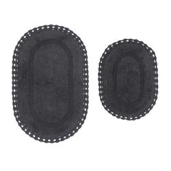 Hampton Crochet 2 Piece Bath Rug Collection by Home Weavers Inc in Grey