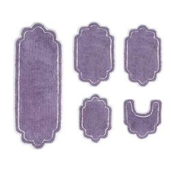 Allure 5 Piece Set Bath Rug Collection by Home Weavers Inc in Purple