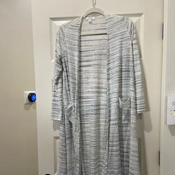 Lularoe Sweaters | Lularoe Duster With Pockets | Color: Gray/White | Size: S