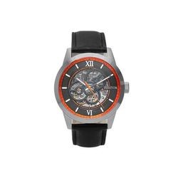 Heritor Automatic Jonas Leather-Band Skeleton Watch Silver/Orange - Men's HERHR9502