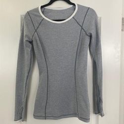 Lululemon Athletica Tops | Long Sleeve Lulu Shirt Fits Sizes 2, 4, 6 | Color: Gray/White | Size: 4