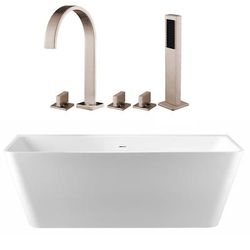 Randolph Morris Axton 59 Inch Acrylic Double Ended Freestanding Bathtub and Faucet Package RMBP39-59-BNF4