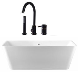 Randolph Morris Axton 59 Inch Acrylic Double Ended Freestanding Bathtub and Faucet Package RMBP39-59-ORBF