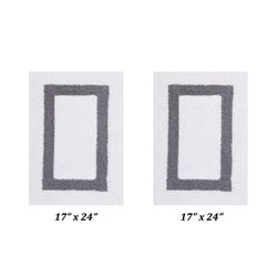 Hotel Collections Bath Mat Rug 2 Piece Set (17" X 24" | 17" X 24") by Better Trends in White Gray