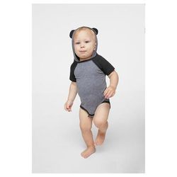 Rabbit Skins 4417 Infant Character Hooded Bodysuit with Ears in Granite Heather/Vintage Smoke size 12MOS | Cotton