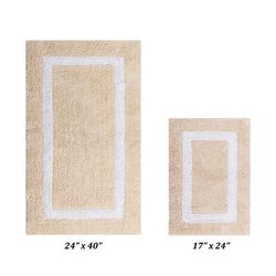 Hotel Collectionis Bath Mat Rug, 2 Piece Set (17" x 24" | 24" x 40") by Better Trends in Sand White