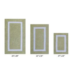 Hotel Collectionis Bath Mat Rug 3 Piece Set (17" x 24" | 21" x 34" | 24" x 40") by Better Trends in Sage White