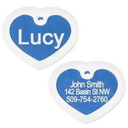 Personalized Pet ID Tag Includes Glow in The Dark Silencer to Protect Tag and Engraving, Blue Heart, Regular