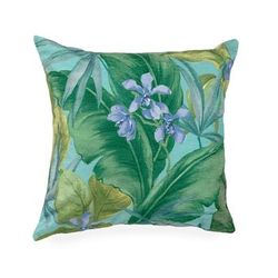 "Liora Manne Illusions Tropical Leaf Indoor/Outdoor Pillow Aqua 18" Square - Trans Ocean Import Co 7IL8S330804"