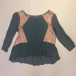 Free People Tops | ***Free People Boho Top Size Small Green And Peach | Color: Green/Orange | Size: S/P