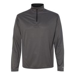 Badger Sport 4102 Men's Lightweight Long-Sleeve Quarter-Zip Performance Pullover T-Shirt in black size XL | Polyester BG4102