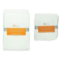 Microfiber Waffle Cloth & Towel 5pc Set by Mu Kitchen in White