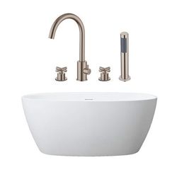 Randolph Morris Luna 67 Inch Matte White Acrylic Double Ended Freestanding Tub and Faucet Package RMD68-BNF2